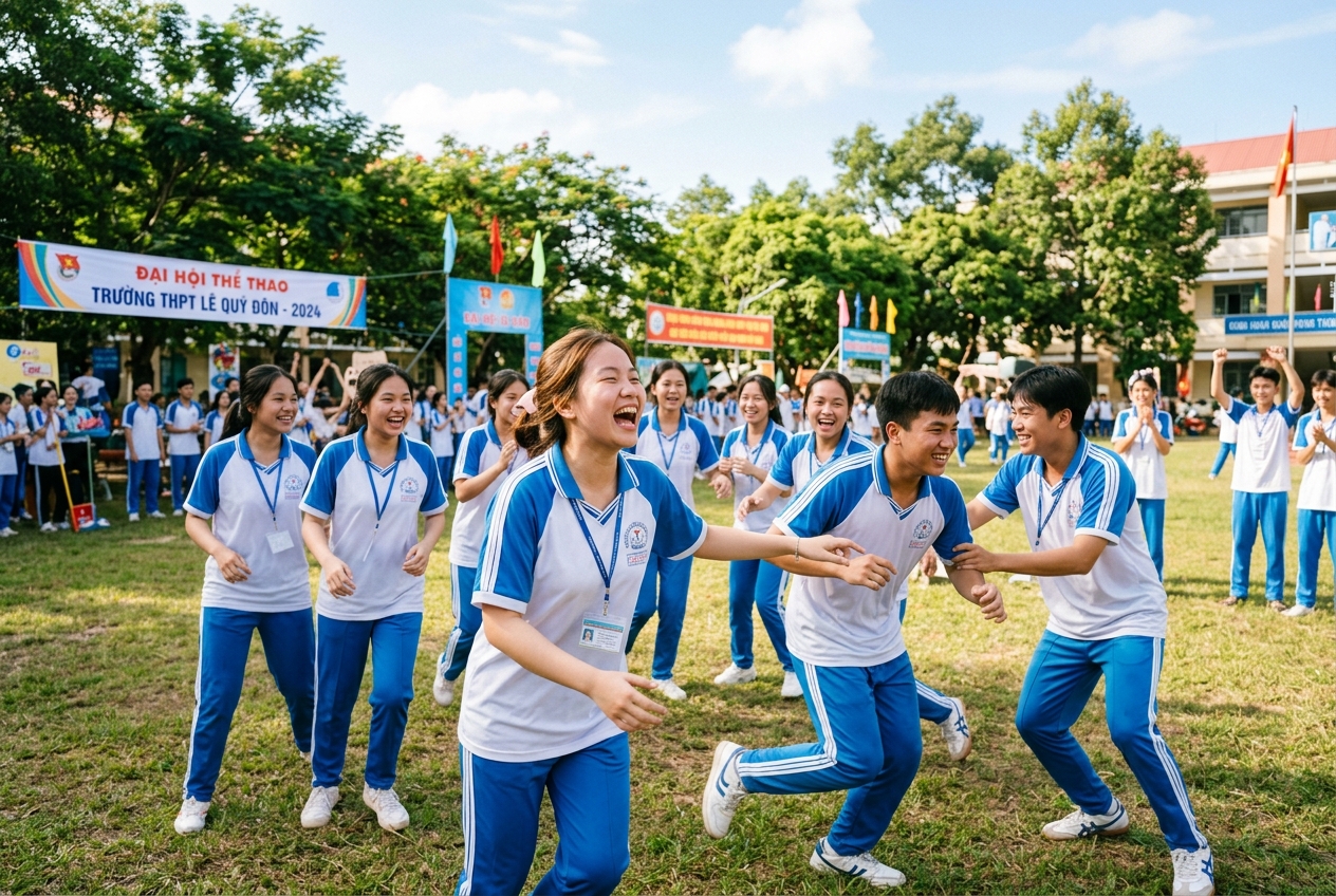 Học sinh lớp A2K41 tham gia hoạt động thể thao